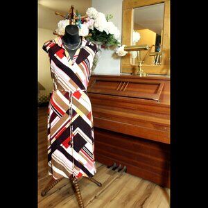 Vintage 90's does 70's Style Sheath Midi Dress
